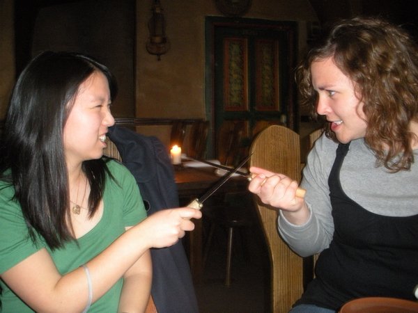 Melissa and I fighting with our Daggers