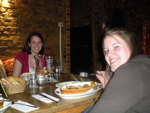 Allison and Emily at the Mediterranean Restaurant