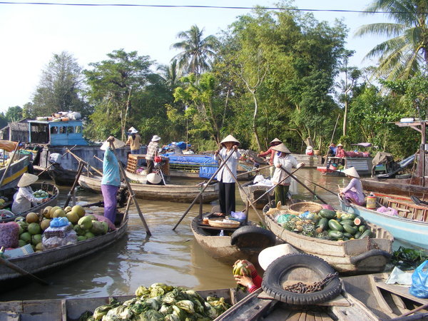 Famous Floating Market in the Mekong Delta