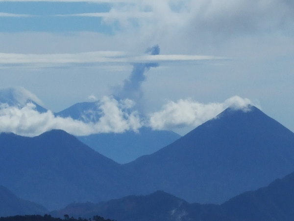 Volcan Fuego erupting in the distance