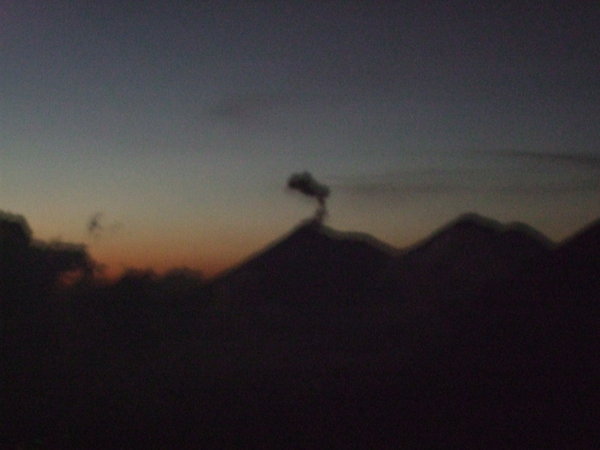 Volcano Fuego as the sun was setting