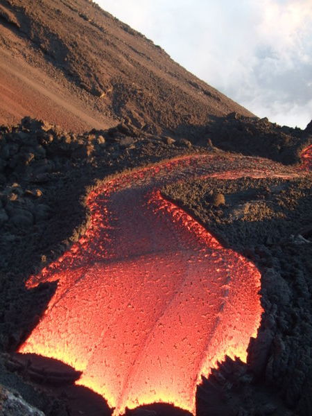 Lava flow down the volcano