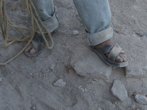 Sandals made from car tyres - standard footwear in the Colca Canyon