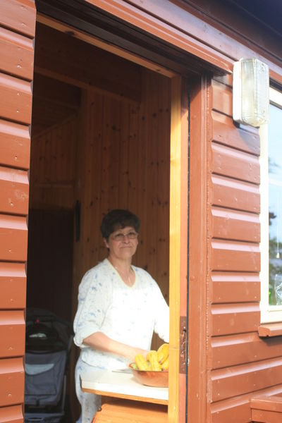 Grandma in the kitchen in Pine Lodge