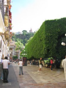 Main Plaza and El Pipila in the Bakground. 