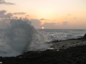 Grand Cayman  blowhole at sunset