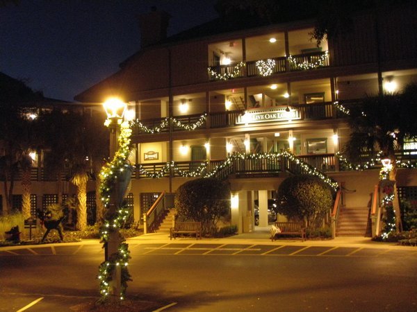 Resort decorated in the evening
