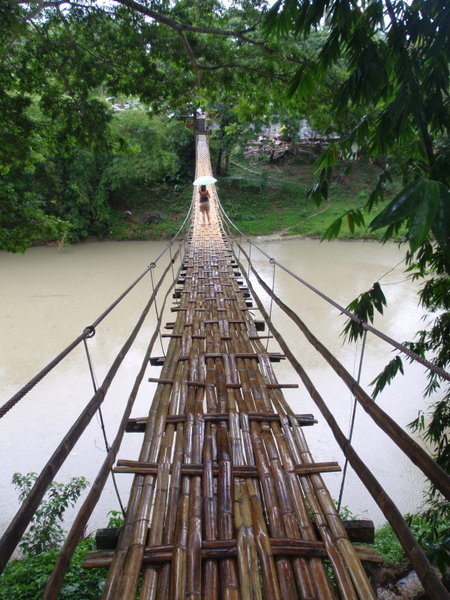 Still on the rickety old bamboo bridge