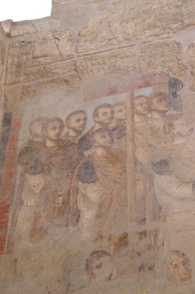 Roman stuccoes in the antechamber of Luxoor Temple