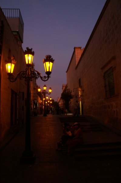 The gas lamps at night