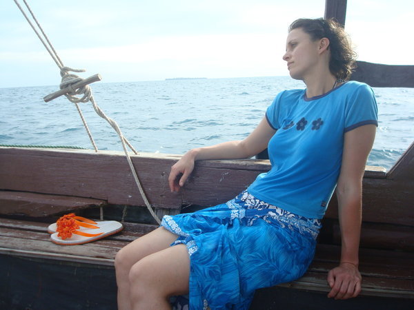 Rachel relaxing on our boat trip