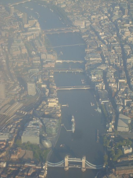 ..Catching my first glimpse of London in the early May morning sun