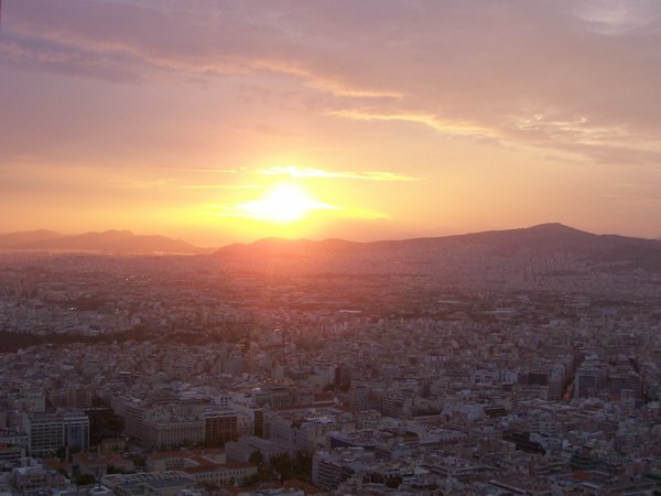 The View from Lycabettus Hill at Sunset
