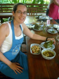 Chiang Mai - Thai cooking class - Jen sitting down to a meal