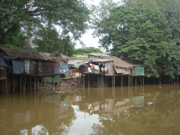Cambodian houses on the river