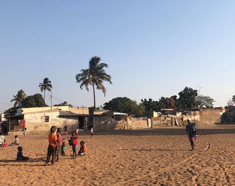 children playing soccer in the Mafalala district 