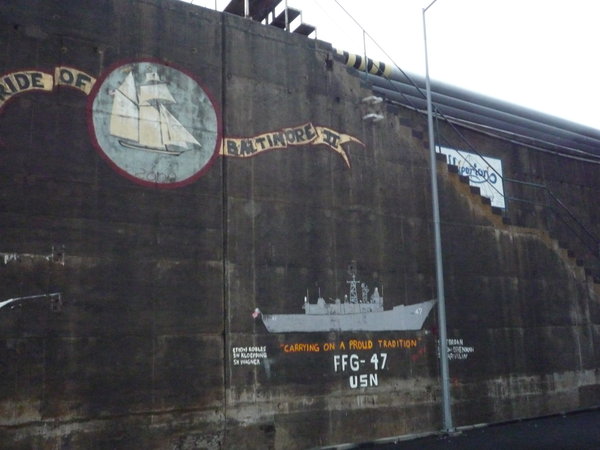 Painting by Ships Crews on the port walls