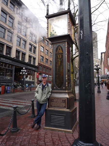 Ron next to the Steam clock at Gastown