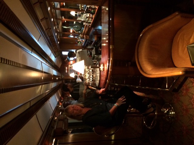 Relaxing in the bar carriage