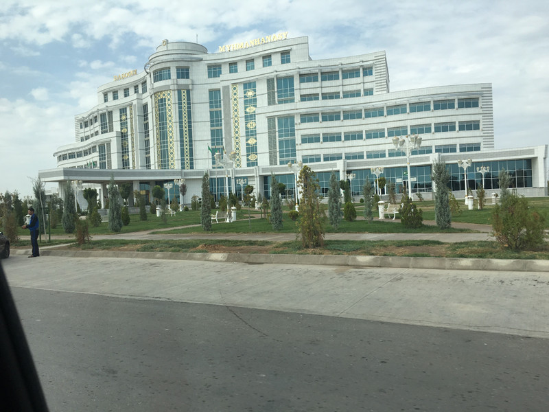 One of the hundred of white marble buildings in Ashgabat
