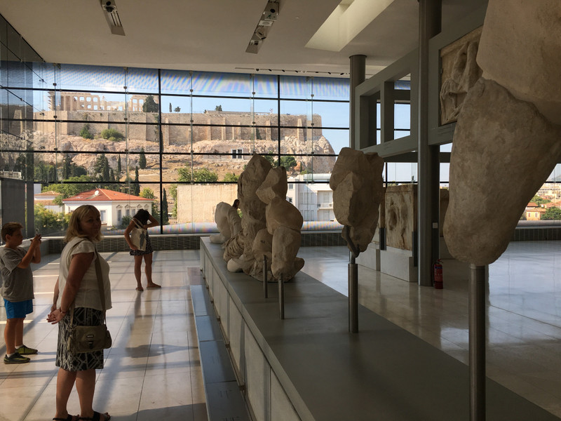 In the Acroplis museum looking towards the Acropolis