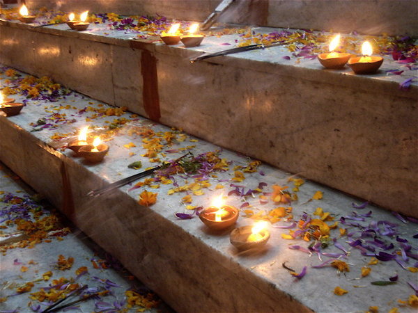 Candles set out during the festival