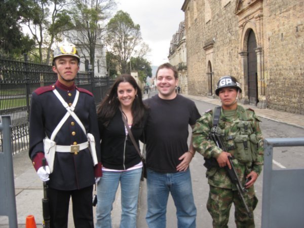 Posing with Colombian military