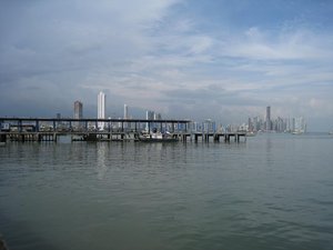 Old dock with the new Panama City background