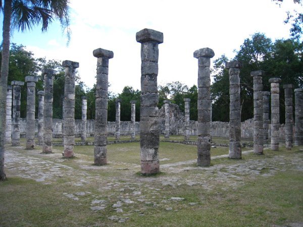 Columns all around at Chichen Itza