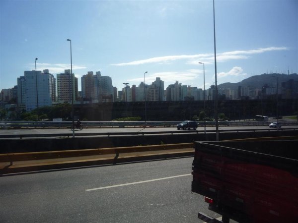 Driving into Florianopolis bus terminal