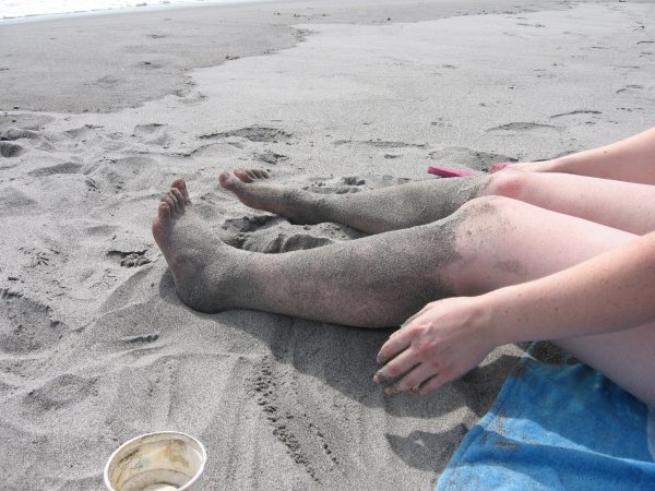 Sand on my legs