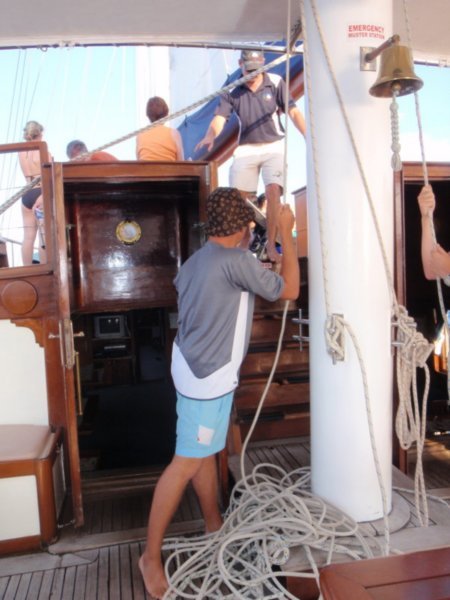 Matt hoisting up the sails