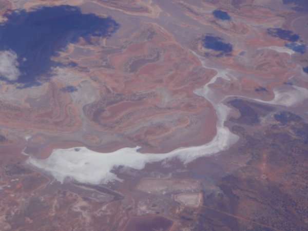 Salt lakes and river from the air