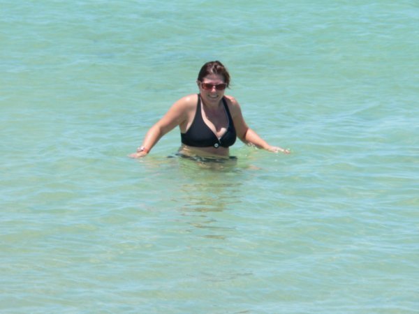 Karen braving the cold water