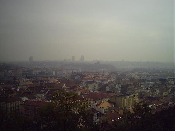Prague in dusk (smog?)