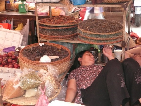 Crashed out at the market, Hanoi