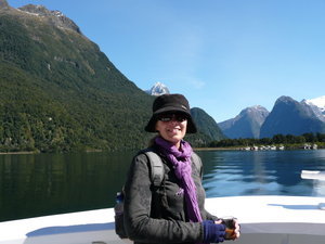 All bundled up, Milford Sound cruise