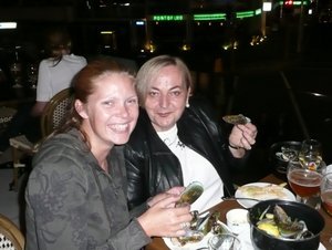 Me & Anne Sangster scoffing the mussels! 