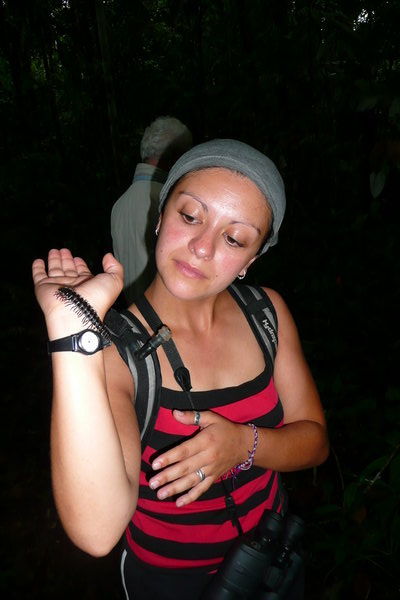 Lorena wasnt afraid of the milipedes!