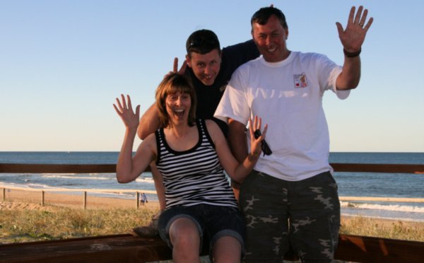 Alice, Daz and Shag with Mermaid Beach in the background