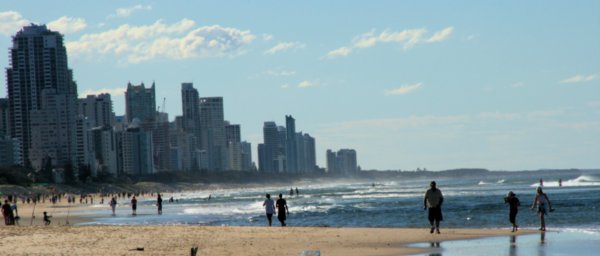 Fun in the sun with Surfers Paradise in the background