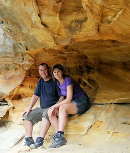 Snuggled in the coloured rocks heading towards the Overhang in Cania Gorge