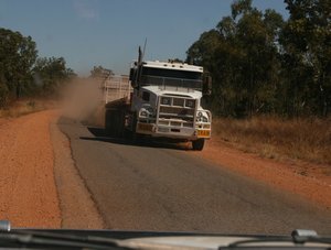 Just a baby Road Train but we moved over nevertheless