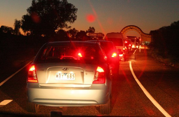 The queue to get into the National Park for sunrise