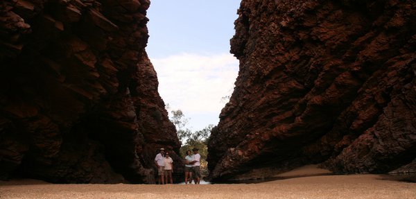 The adventurous four with their feet firmly on the ground in Simpsons Gap