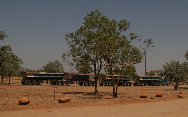 Roadtrain with four trailers