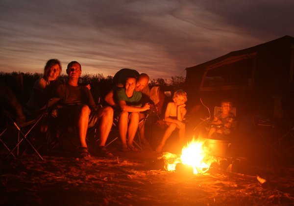 Around the camp fire for our last night in Quandong