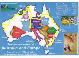 Europe in Australia complete with our travelled route in yellow!