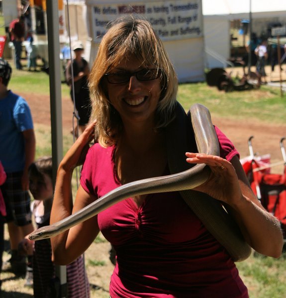 Sarah and the Olive Python ... which had a mind of its own!