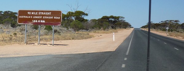 Coming up to the longest stretch of straight road in Australia